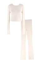 Magda Butrym Cream Knitted Cardigan And Flares Set