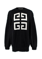 Givenchy Black Distressed Knitted Oversize Logo Jumper