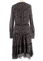 Altuzarra black floral long sleeved tiered dress