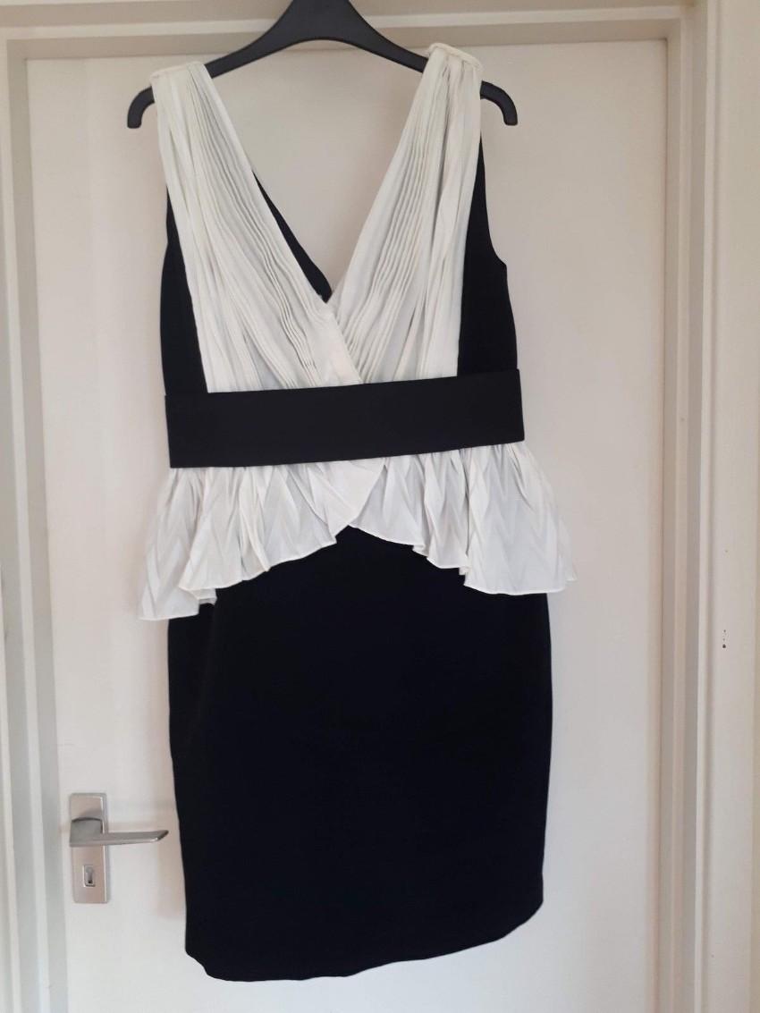 Marchesa Notte black and white peplum dress
