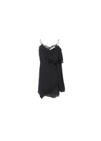 Black silk & lace one shoulder dress