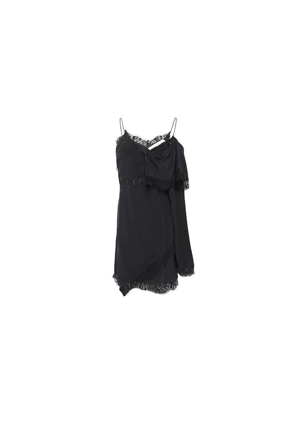 Black silk & lace one shoulder dress