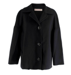 Marni Black Single Breasted Wool Cashmere Coat