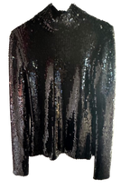 Dior High Neck Black Sequin Long Sleeved Top