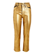 Frame Le Crop Mini Cropped Metallic Coated High-Rise Bootcut Jeans