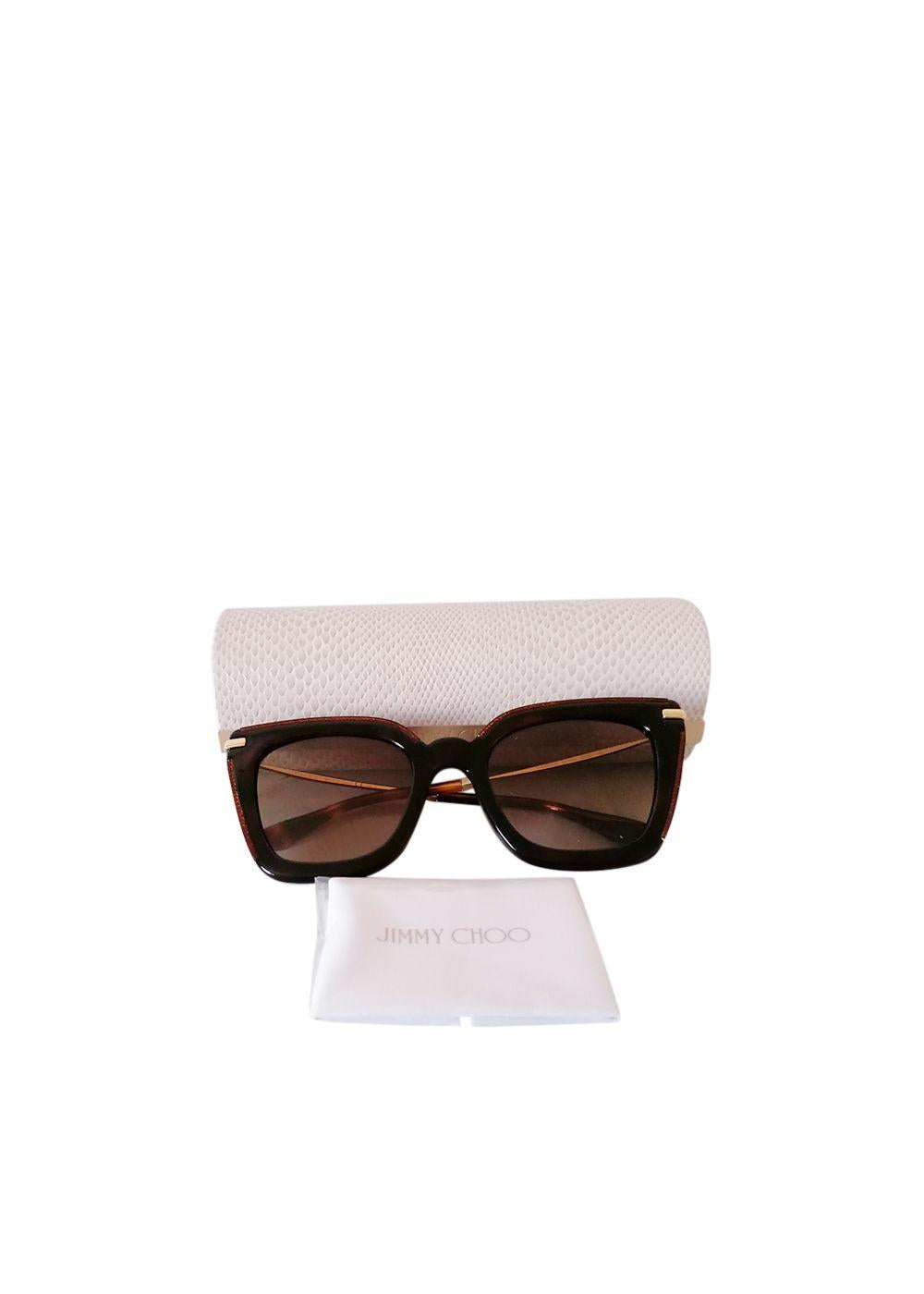 Dark Havana & Glitter Square Frame Sunglasses