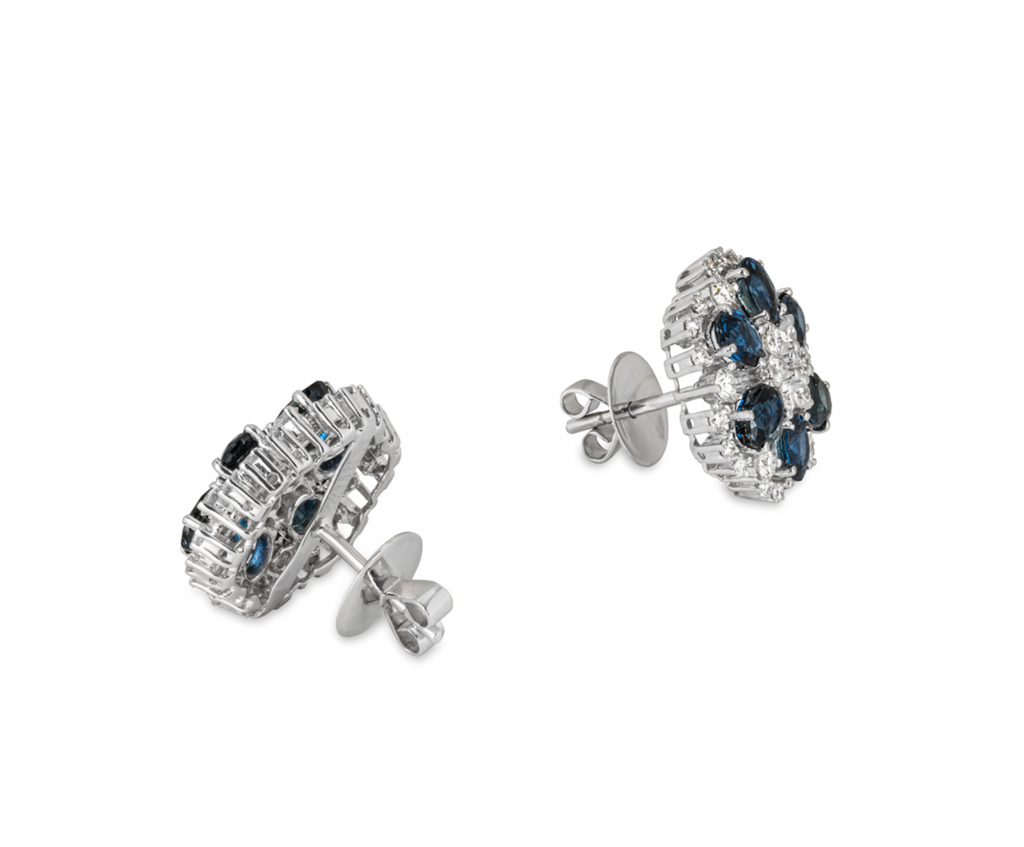 18ct white, diamond & sapphire stud earrings