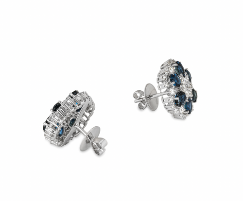 18ct white, diamond & sapphire stud earrings