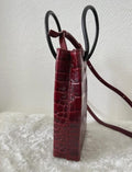 Balenciaga Red Croc Embossed Leather Phone Holder
