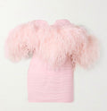 Pink Feather And Silk Mini Dress