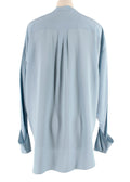 Chloe Blue Collarless Silk Blouse