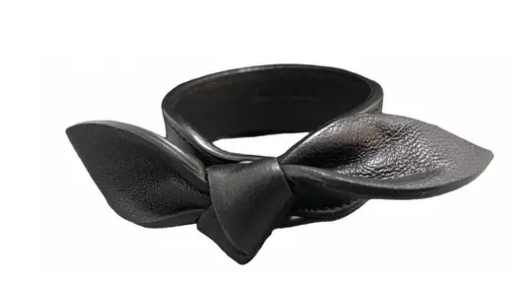 Saint Laurent Black Leather Bow Bracelet