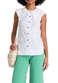 Ganni White Sleeveless Shirt with Oversized Frill Collar