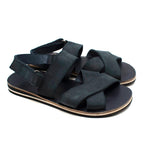Bonpoint Navy Suede Velcro Sandals