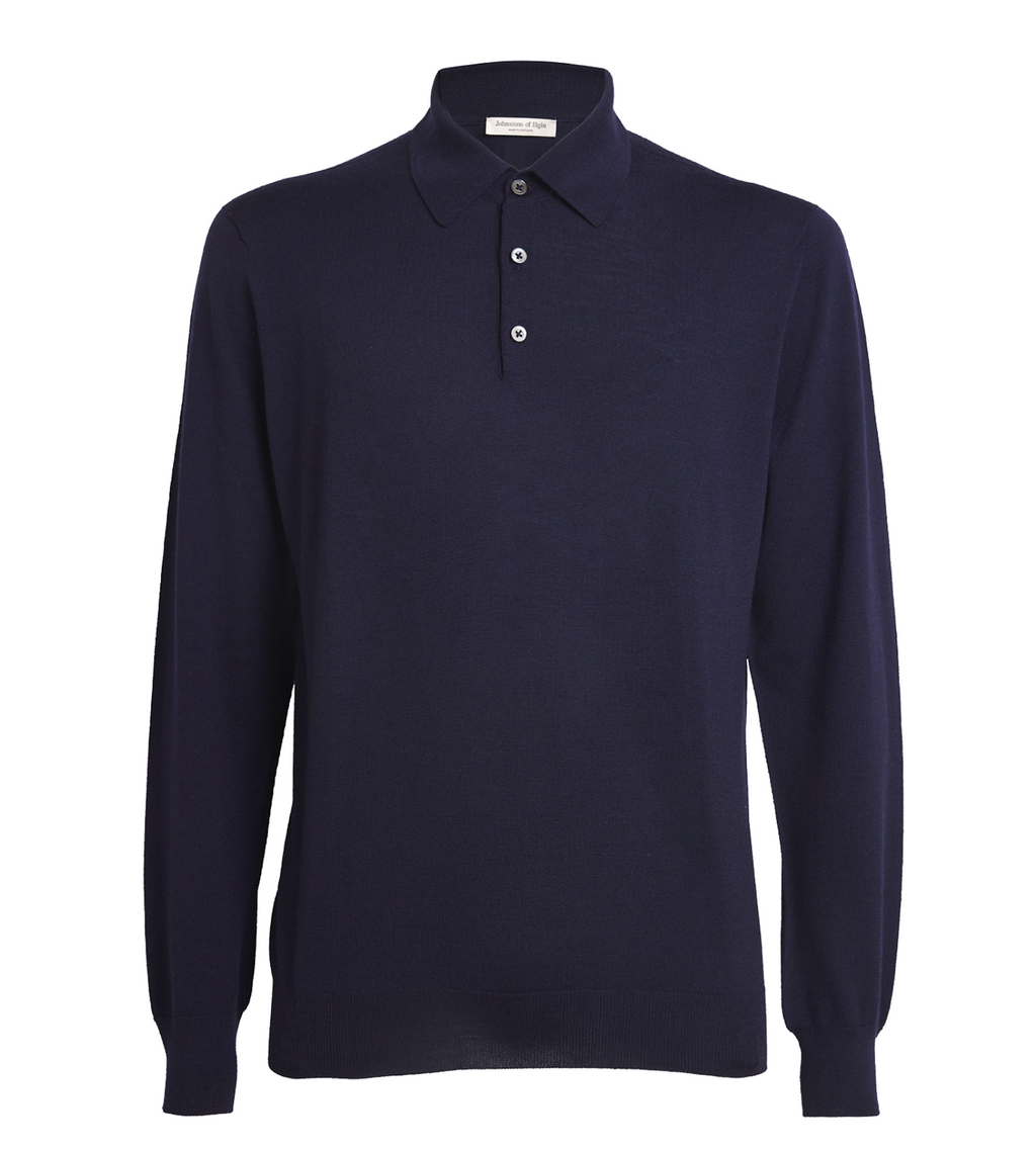 John Smedley Extra Fine Merino Long-Sleeve Herbie Polo Shirt