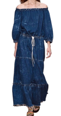 Off The Shoulder Denim Maxi Dress