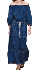 Off The Shoulder Denim Maxi Dress