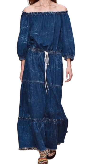 Off The Shoulder Denim Maxi Dress