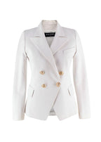 Balmain White Double Breasted Blazer with Gold Button Detail