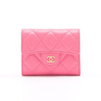 Pink Caviar Quilted Mini Wallet On Chain