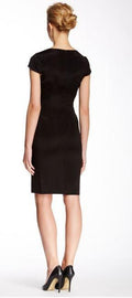 Mikael Aghal black beaded neckline fitted silk dress