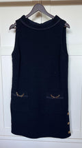 Gucci Navy Wool Blend Shift Dress with Gold Detail