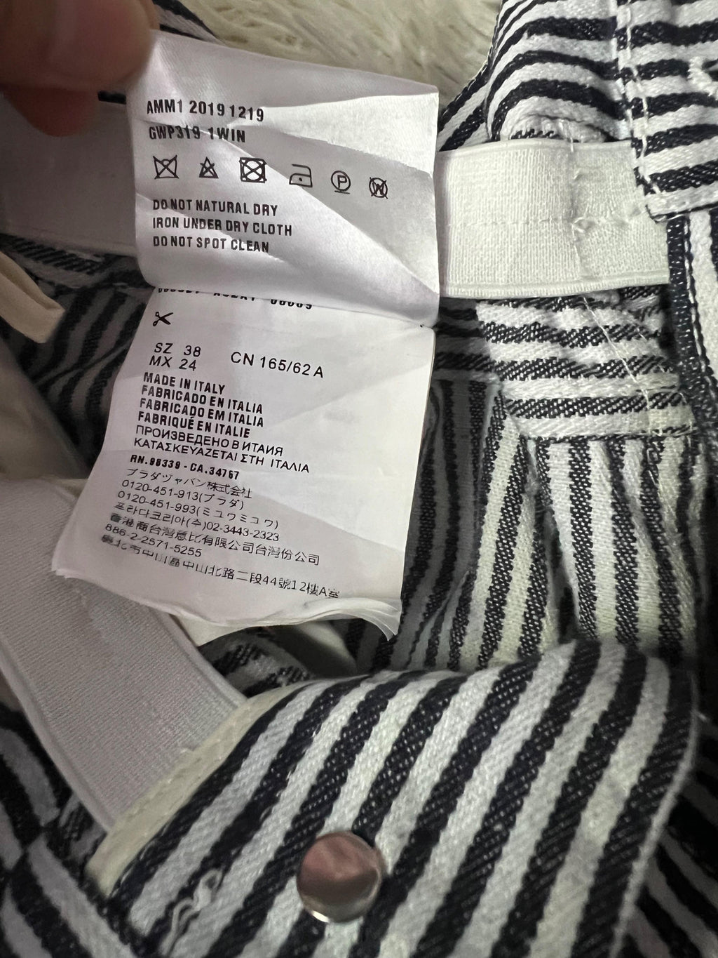 Paperbag Striped Denim Shorts
