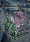 Alessandra Rich Embellished Rose Denim Halterneck Top & Jeans Set