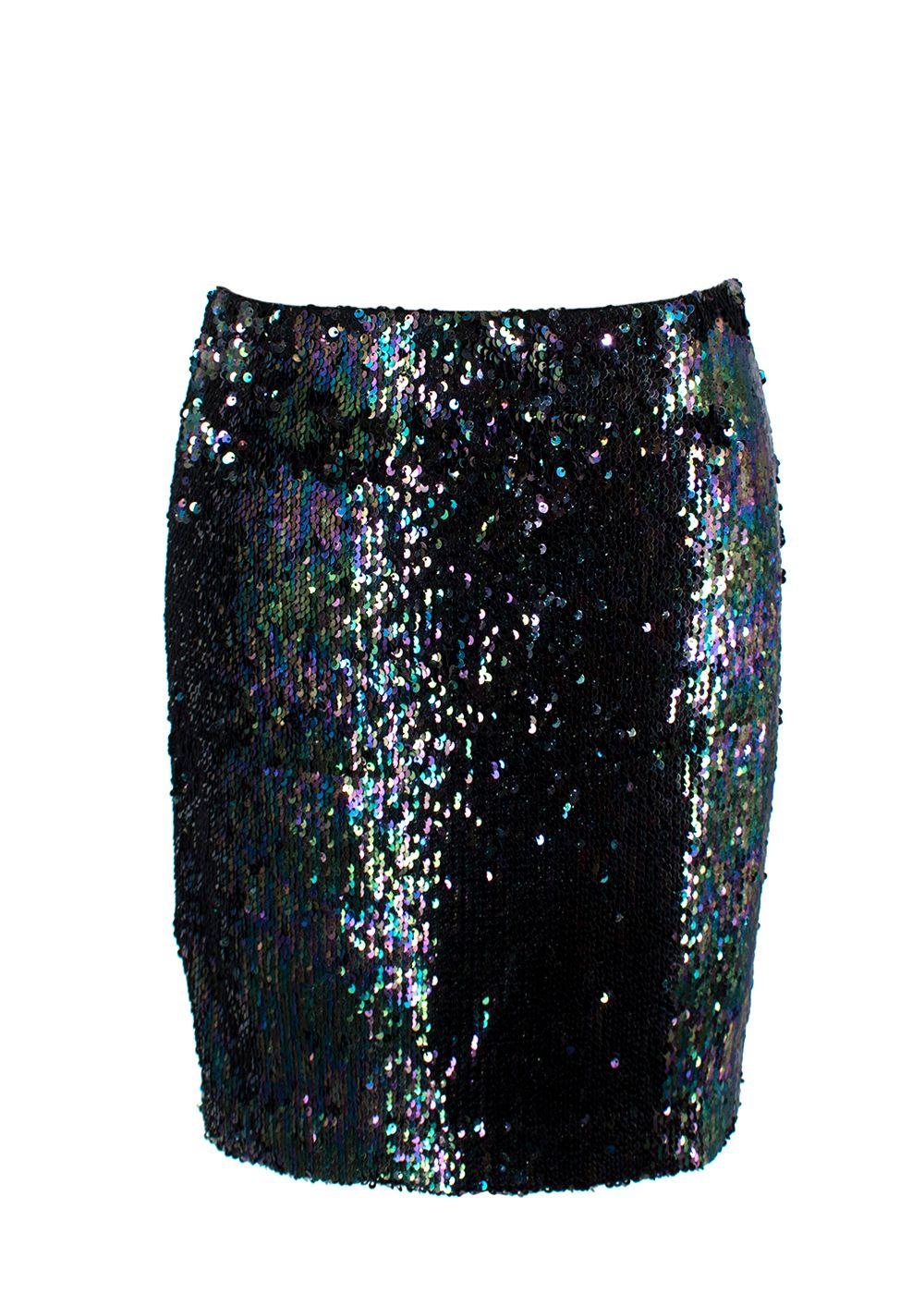 Alexander Terekhov Teal and Purple Sequin Mini Skirt