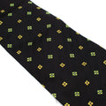 A Picci Green & Yellow Motif Black Silk Twill Tie