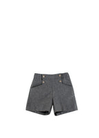 Kids 10Y Grey Wool Button Down Shorts