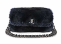 Navy Orylag Fur Flap Bag
