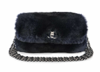 Navy Orylag Fur Flap Bag