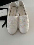 Chanel White Tweed Espadrilles