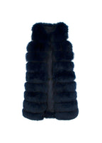 Dyed Deep Blue Fox Fur Zipped Midi Gilet