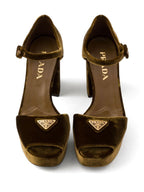Prada Velvet Peep Toe Sandals