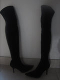 Sergio Rossi black suede over the knee boots