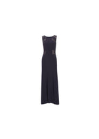 jet grey crepe & lace gown