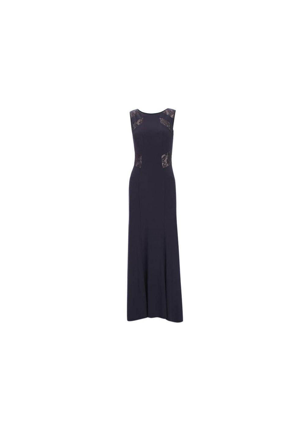 jet grey crepe & lace gown