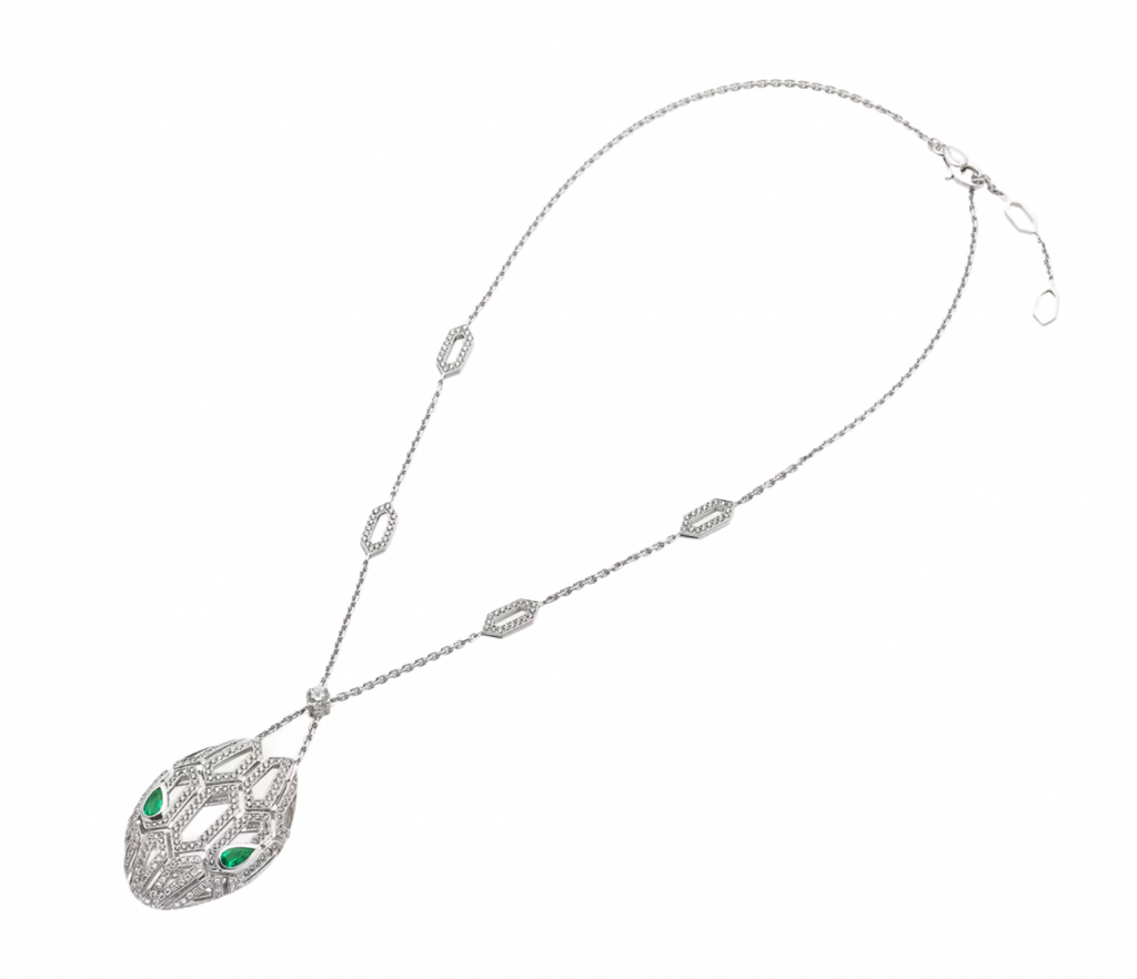 Dimaond And Emerald Serpenti Necklace