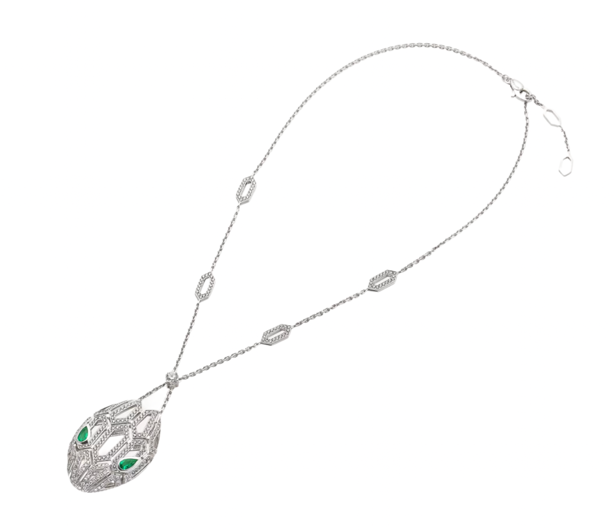 Dimaond And Emerald Serpenti Necklace