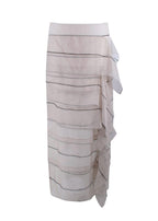 Brunello Cucinelli Grey Silk Tiered Midi Skirt
