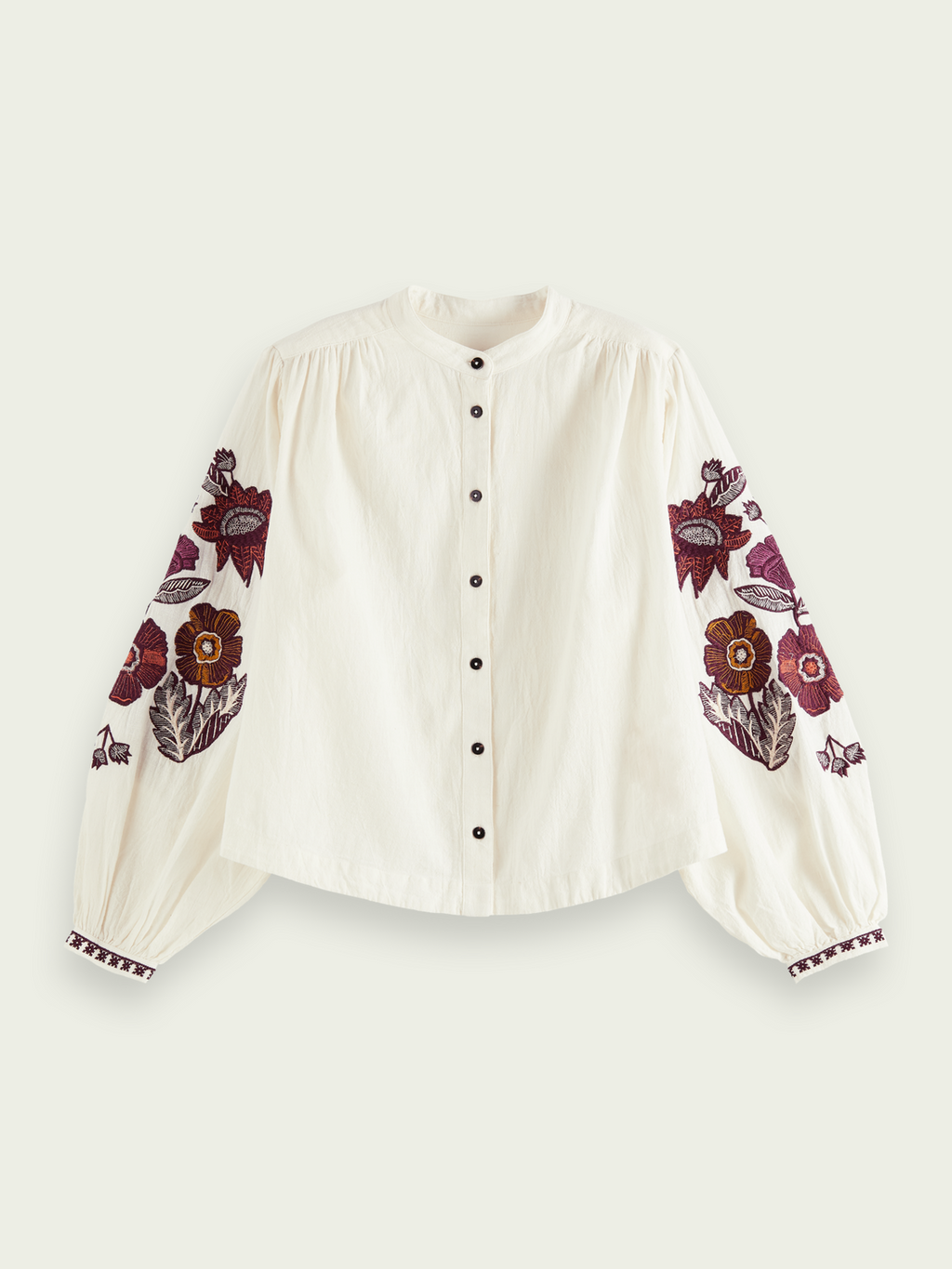 Ivory floral embroidered blouse