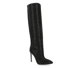 Holly crystal-embellished suede knee boots