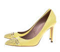 Gucci Yellow Studded Leather Malaga Pointed Toe Pumps