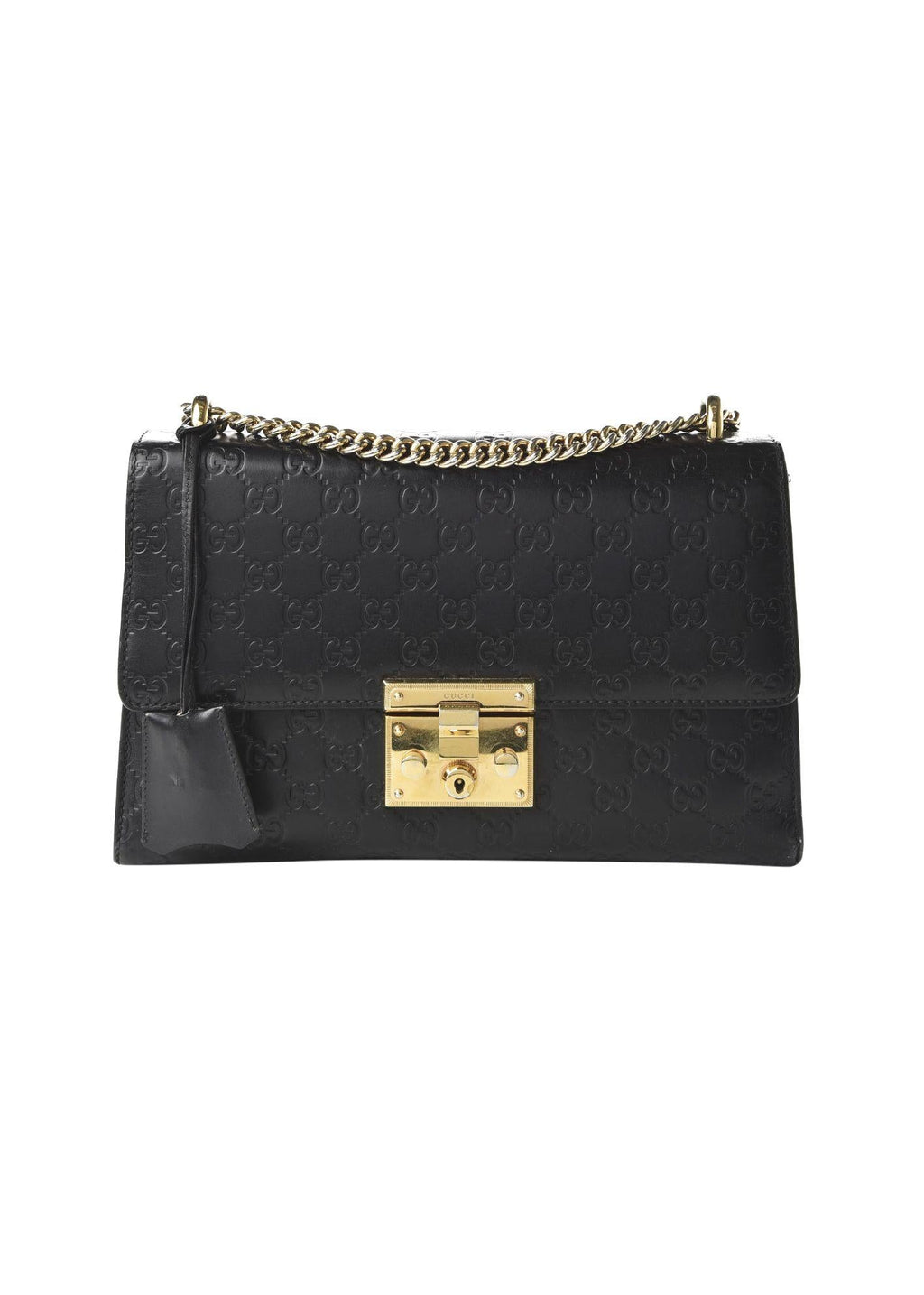 Black Guccissima Medium Padlock Shoulder Bag
