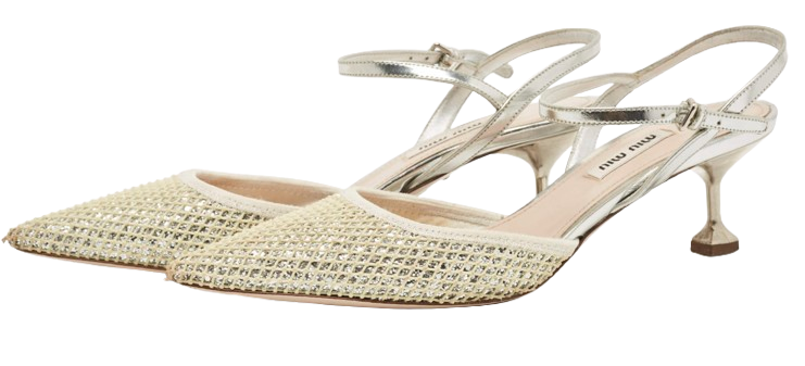 Miu Miu Silver Glitter Kitten Heels