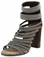 Monili Beaded Brown Leather Sandals
