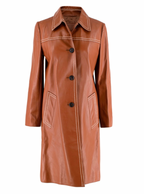 Prada Tan Topstich Leather Coat