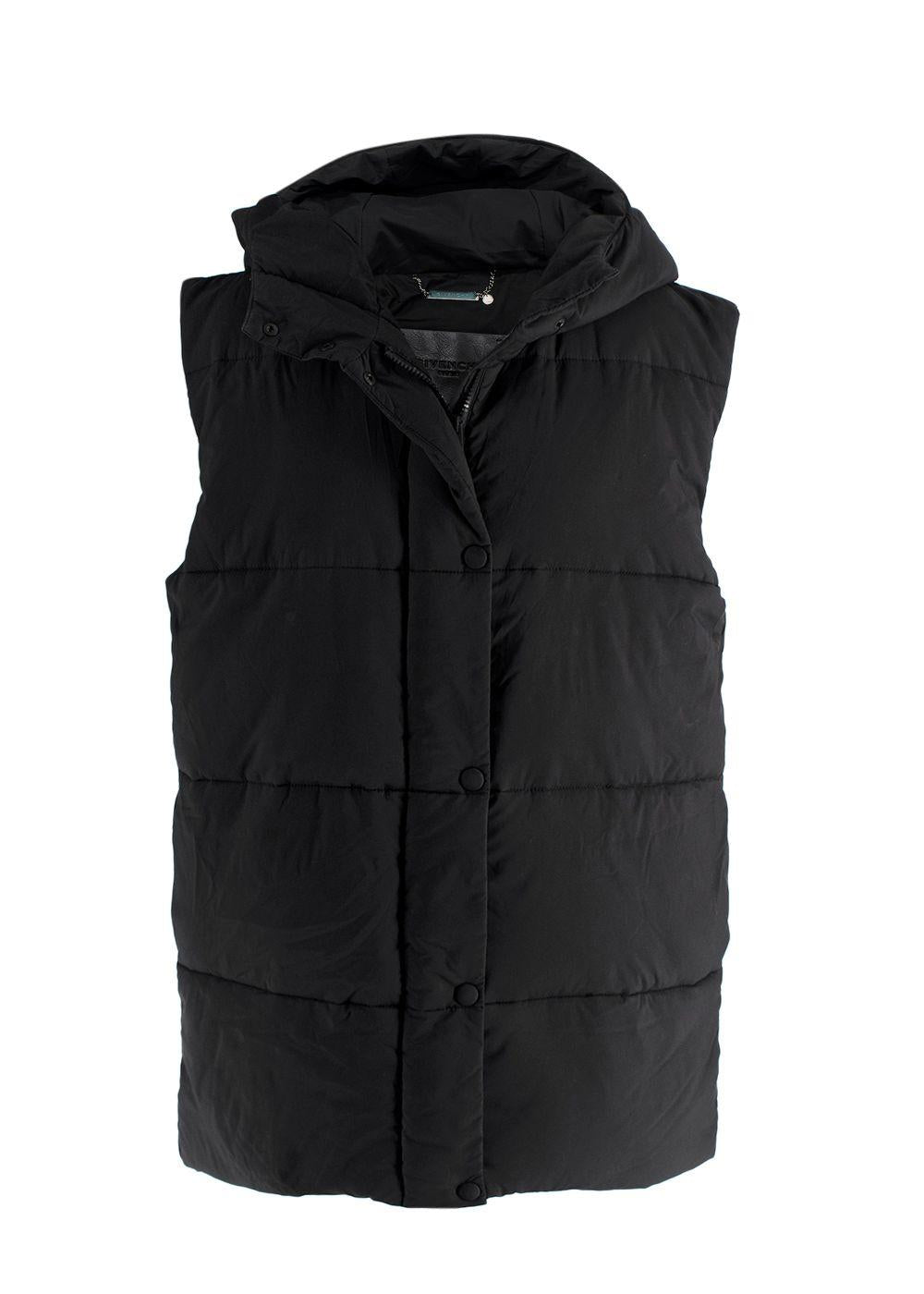 Givenchy Logo Black Sleeveless Hooded Puffer Jacket